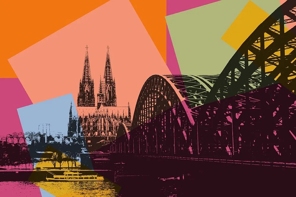 Öntapadó tapéta Köln város digitális illusztrációja