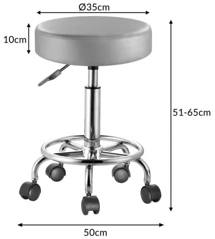 Casaria® Gurulós puff 50x51-65 cm - szürke