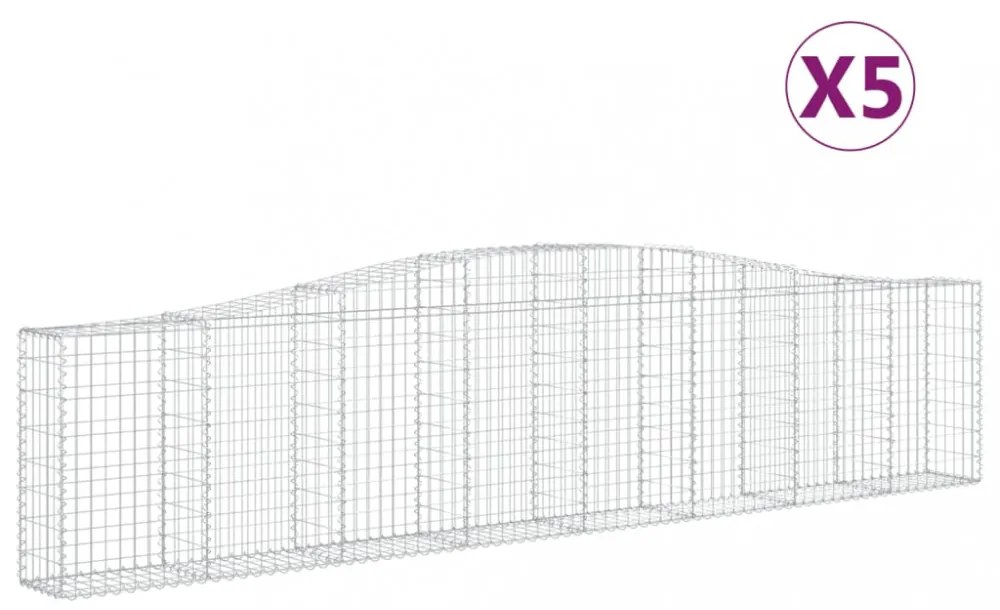 vidaXL 5 db íves horganyzott vas gabion kosár 400x30x80/100 cm