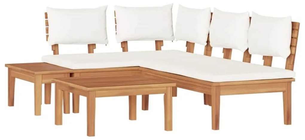 Kert Pad Készlet párnával tárolóval 4 pcs Barna és Krém