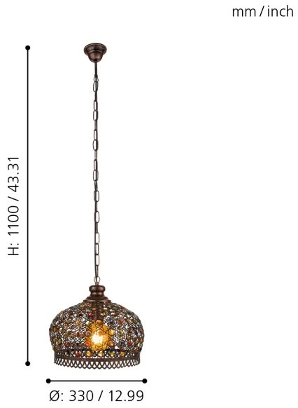 Eglo 49764 - Mennyezeti függesztékes lámpa JADIDA 1xE27/60W