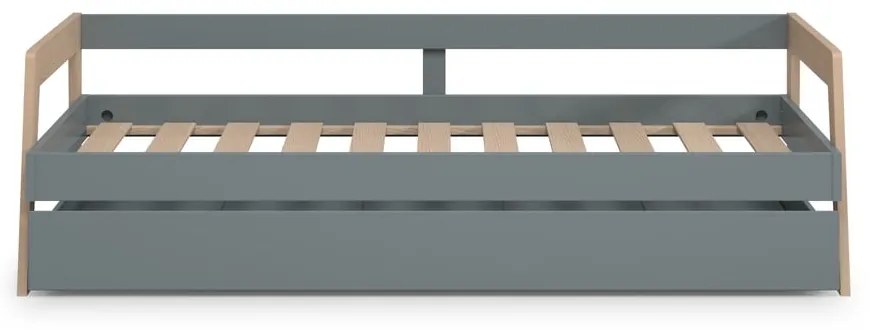 Zöld-natúr színű borovi fenyő gyerekágy kihúzható pótággyal, tárolóhellyel 90x200 cm Carrie – Marckeric