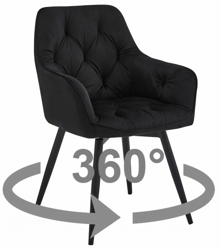 JORK360 VELVET fekete forgó étkezőszék