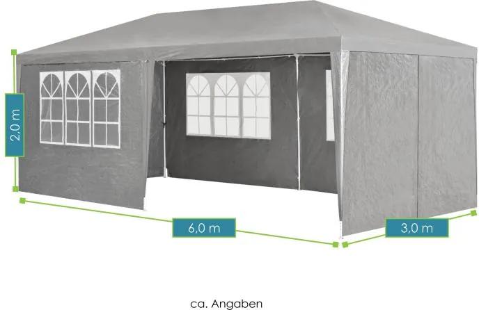 Kerti sátor 3x6m oldalfalakkal sötétszürke