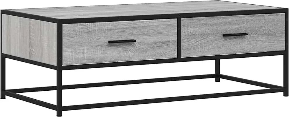 vidaXL szürke sonoma szerelt fa és fém dohányzóasztal 100 x 50 x 35 cm