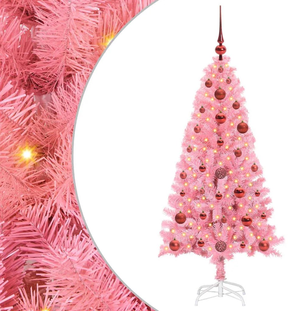 Karácsonyfa 150 LED-del állvánnyal Rózsaszín 120 cm PVC