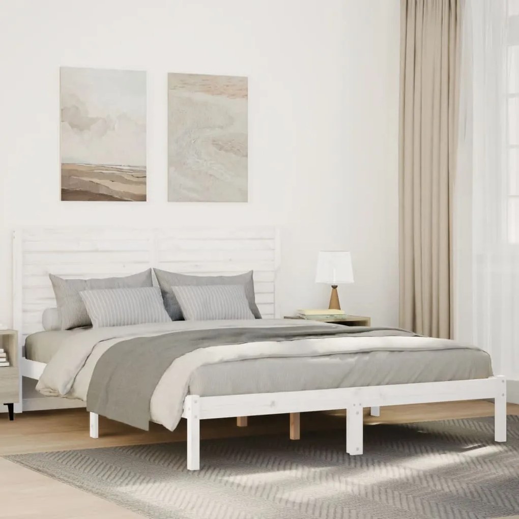 fehér tömör fa extra hosszú ágykeret matrac nélkül 160 x 210 cm