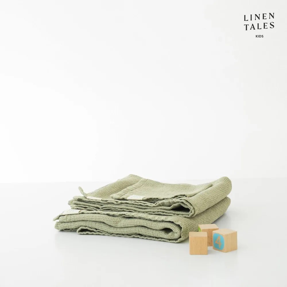 Világoszöld len gyerek fürdőlepedő 45x90 cm – Linen Tales