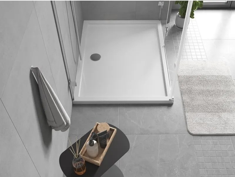 Mexen Flow téglalap alakú slim zuhanytálca 100 x 80 cm, fényes fehér - 46R108010