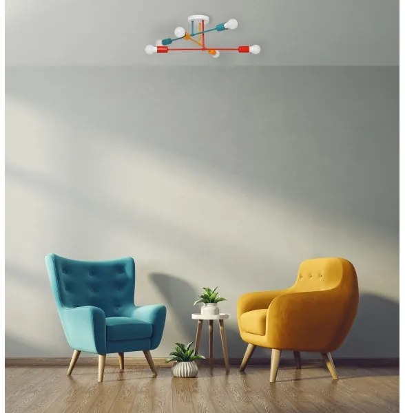 Felületre szerelhető csillár CAMBRIDGE 6xE27/20W/230V kék/piros/narancssárga