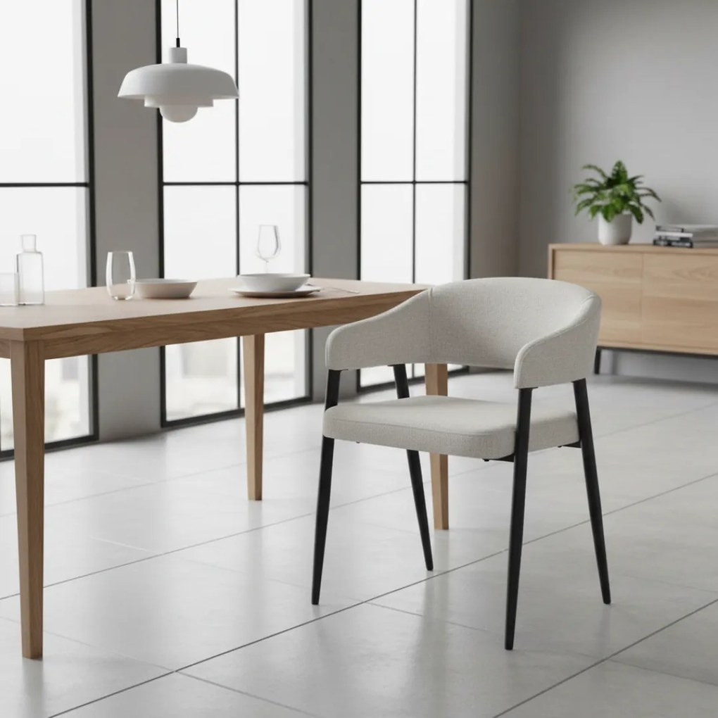 Dizájner étkezőszék, világosszürke/fekete, NIZAR TYP 2