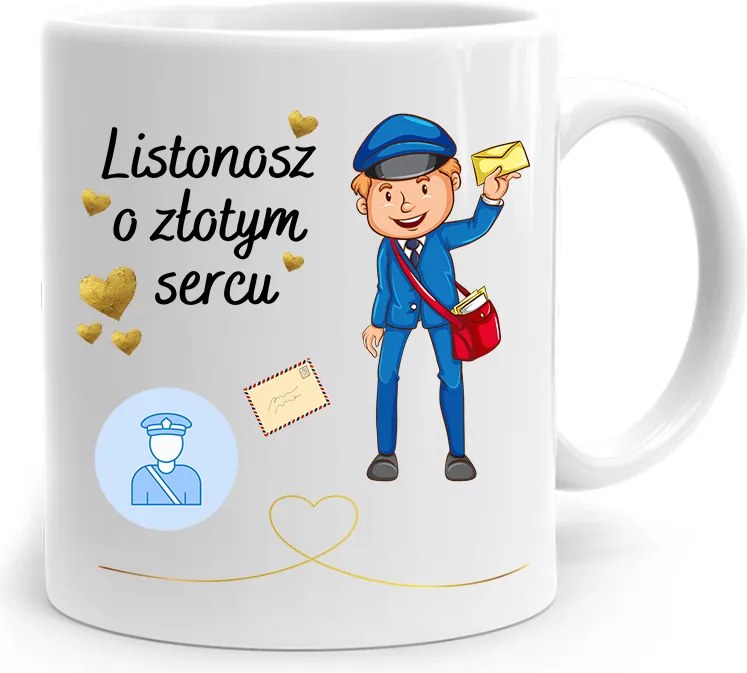 Ajándék Bögre Arany Szívű Postásnak, fényképes nyomattal