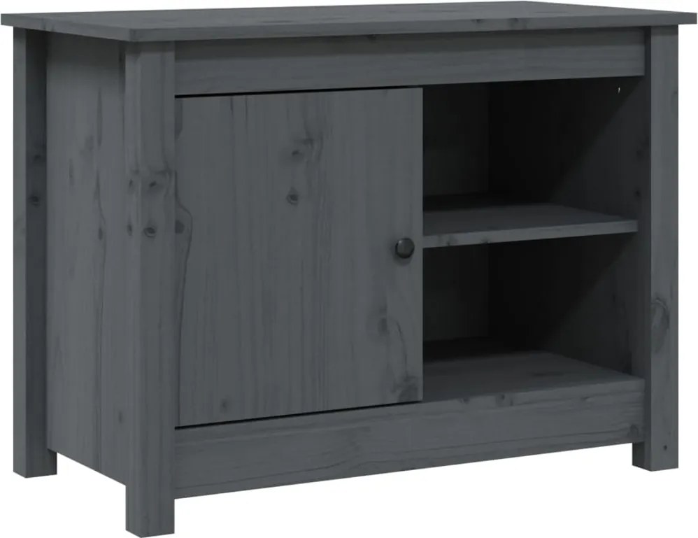vidaXL szürke tömör fenyőfa TV-szekrény 70 x 36,5 x 52 cm