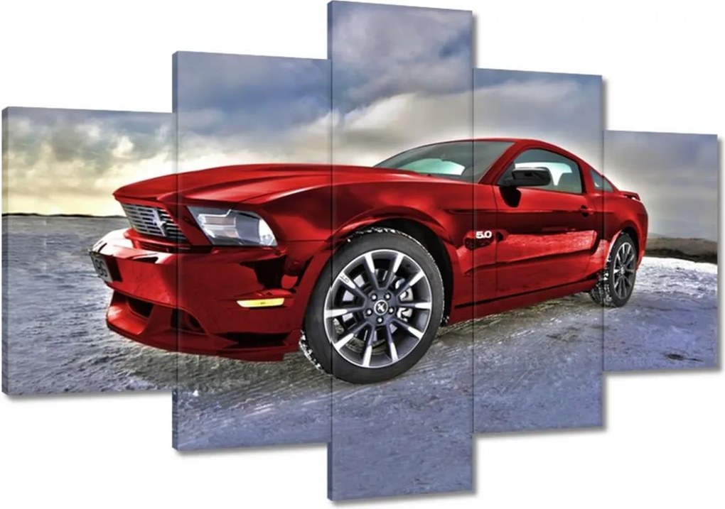 Vászonkép 120x80 Piros Mustang Hó