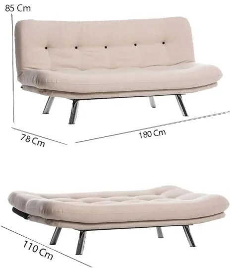 Kétszemélyes kihúzható BAKU kanapé, krémszínű