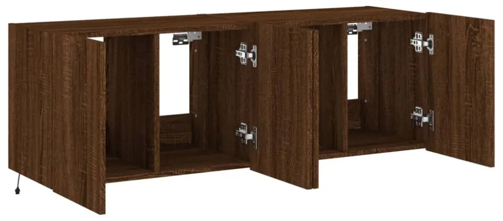 2 db barna tölgyszínű fali TV-szekrény LED-del 60x35x41 cm