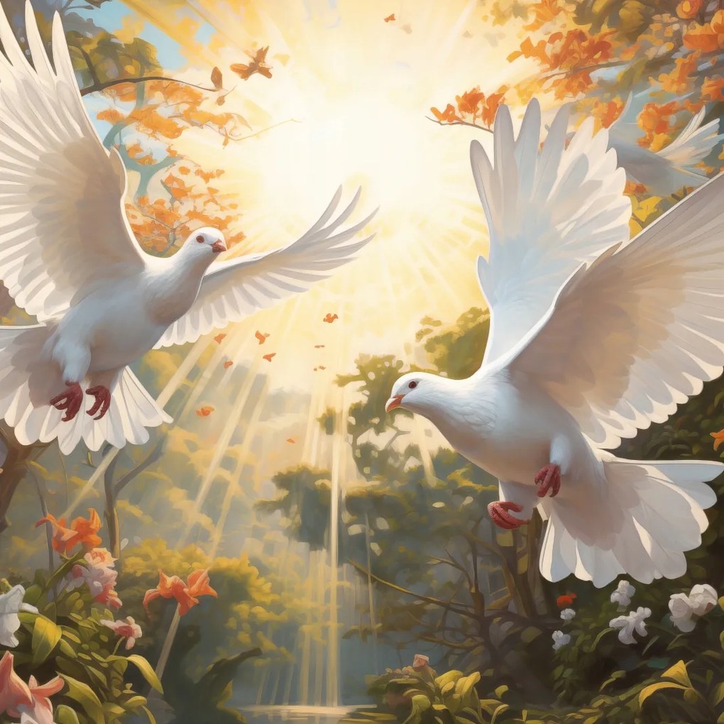 Poszter 30x30cm Galambok a reggelben