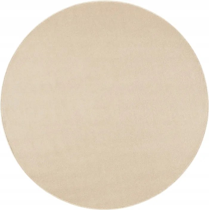 Kerek egyszínű szőnyeg nappaliba 133cm, krémszínű, puha szőrrel