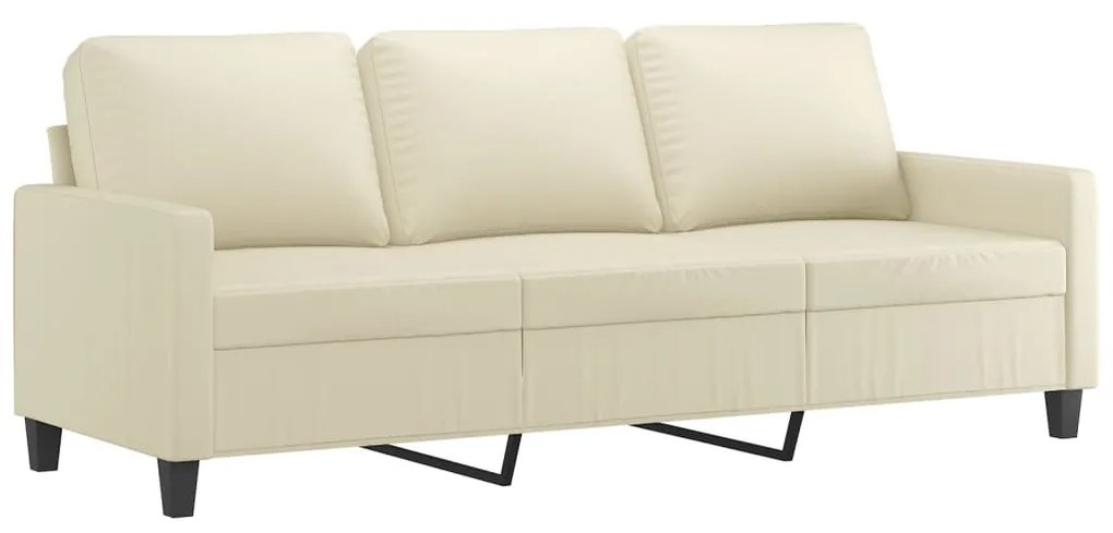 vidaXL 3 személyes krémszínű műbőr kanapé lábtartóval 180 cm