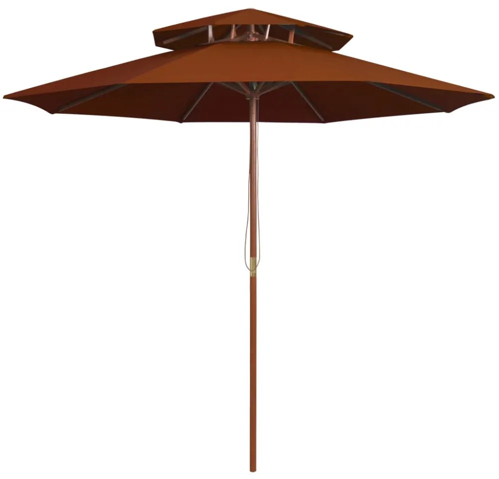 terrakotta kétszintes napernyő farúddal 270 cm