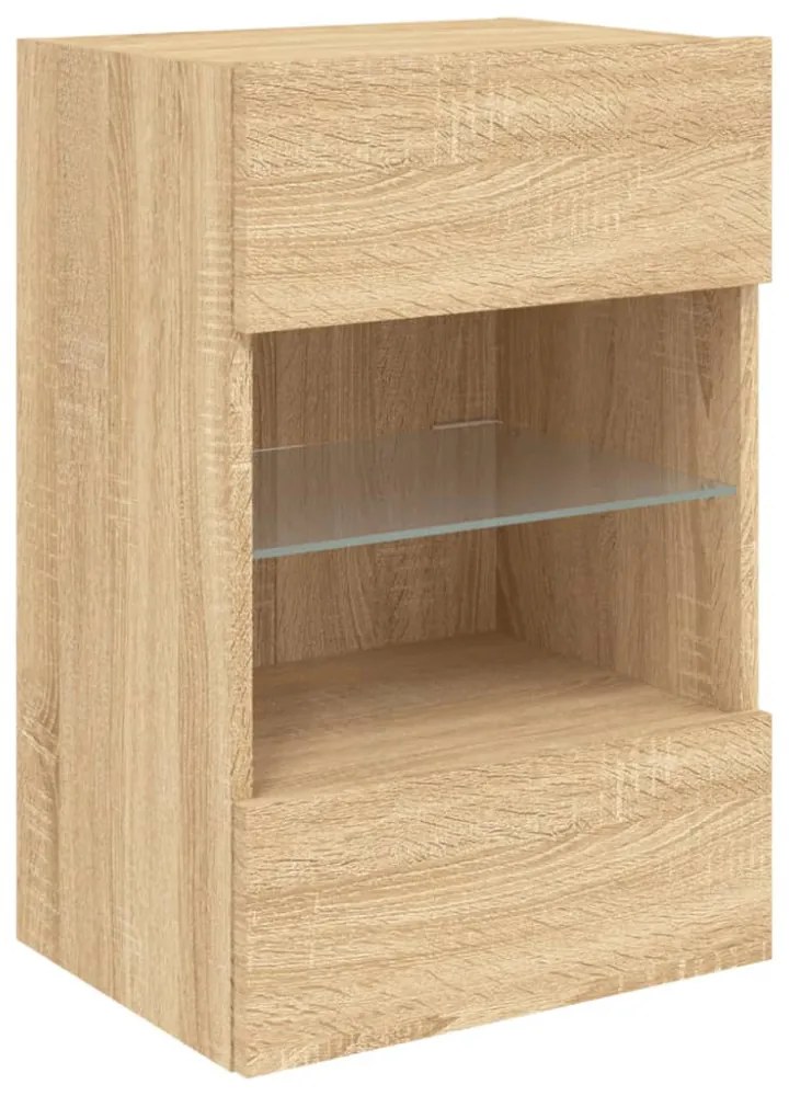 sonoma tölgy színű fali TV-szekrény LED-ekkel 40x30x60,5 cm