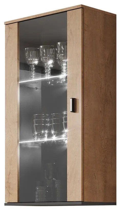 Vitrin Belario B2 (lefkas tölgy + fekete)  (RGB LED világítás színes). 1058613