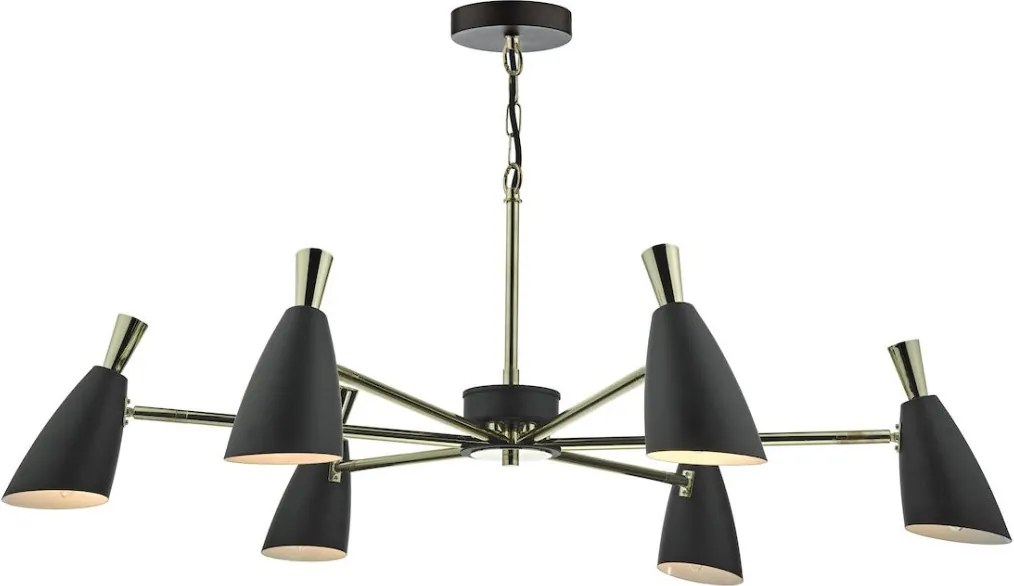 DAR LIGHTING DIE0654 DIEGO Modern Csillár Fekete, Arany E14 IP20
