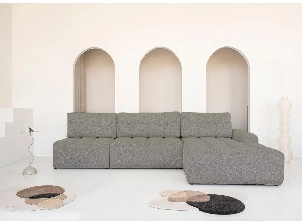 Világosbarna kinyitható tárolóhelyes moduláris sarokkanapé (jobb oldali) Lulu – Miuform