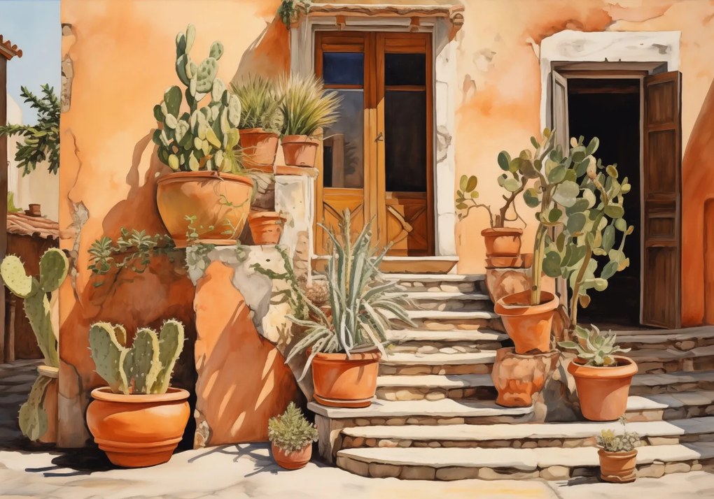 Poszter 100x70cm Napsütötte Kaktuszsarok