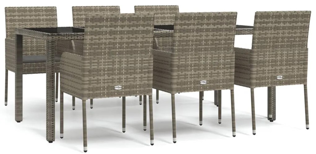 7 részes szürke polyrattan kerti étkezőgarnitúra párnával