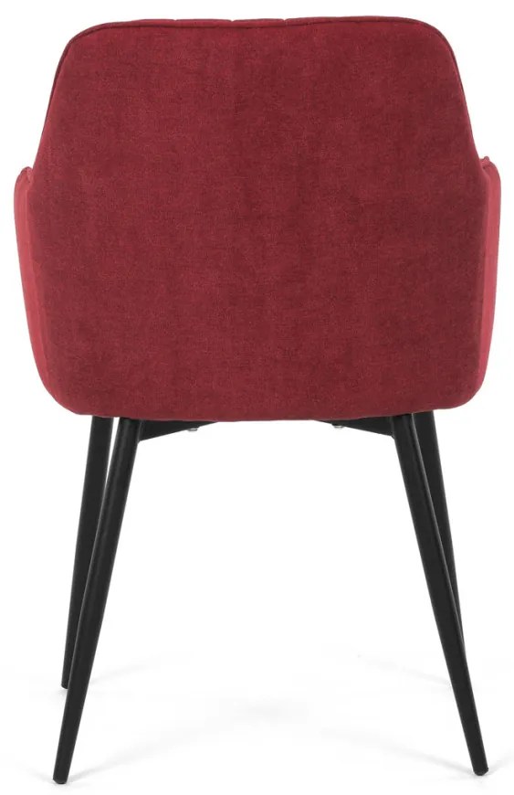 Scaun de sufragerie elegant, material textil roșu, metal negru