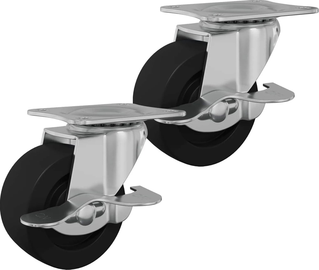 vidaXL Kerekek 2 pcs Fekete és ezüst 50,7 x 50,7 x 24,4 mm
