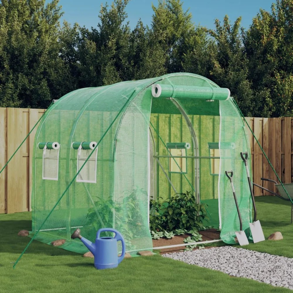 zöld acélvázas melegház 4 m² 2 x 2 x 2 m
