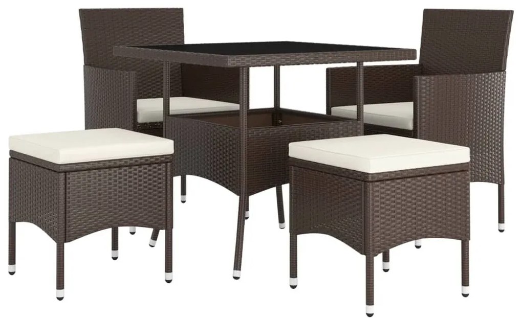 vidaXL 5 részes barna polyrattan kerti étkezőgarnitúra