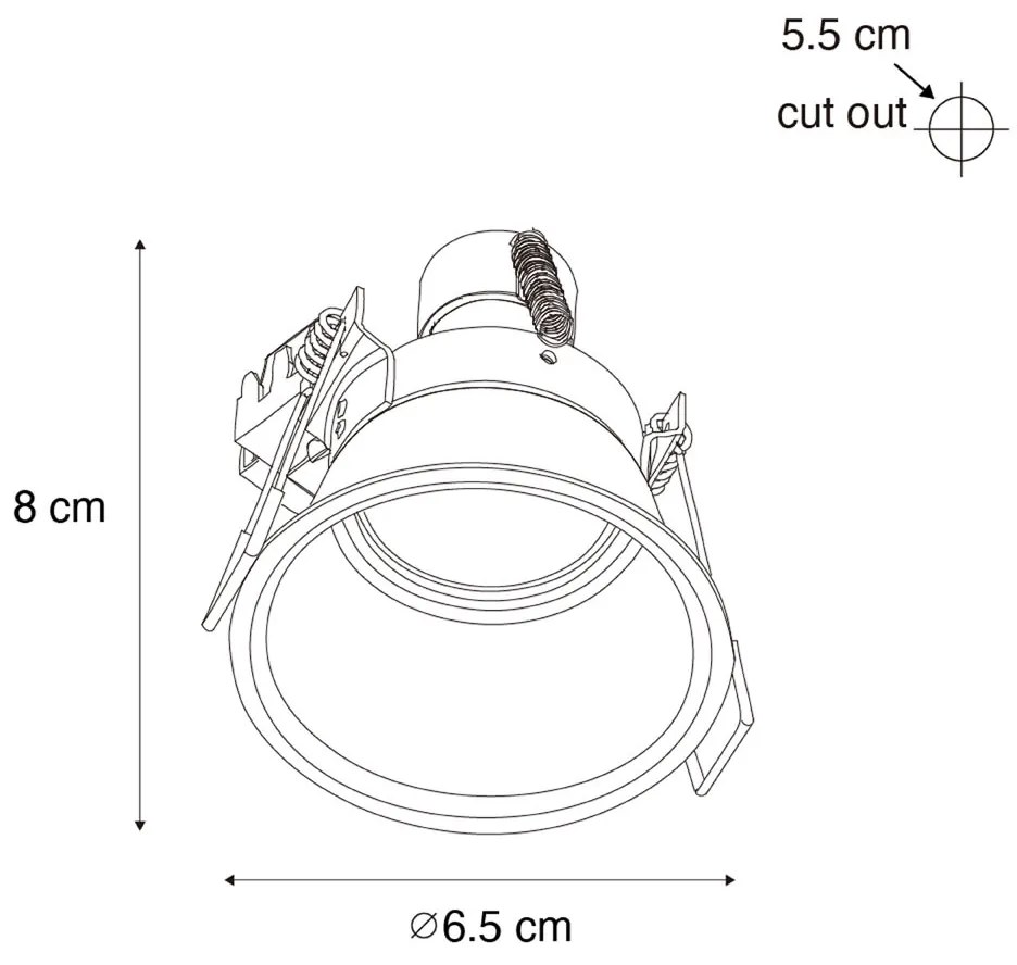 6 db-os modern beépíthető spotlámpa szett fekete arannyal GU10 35mm IP44 - Dept