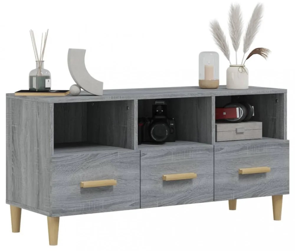 szürke sonoma színű szerelt fa TV-szekrény 120 x 36 x 50 cm