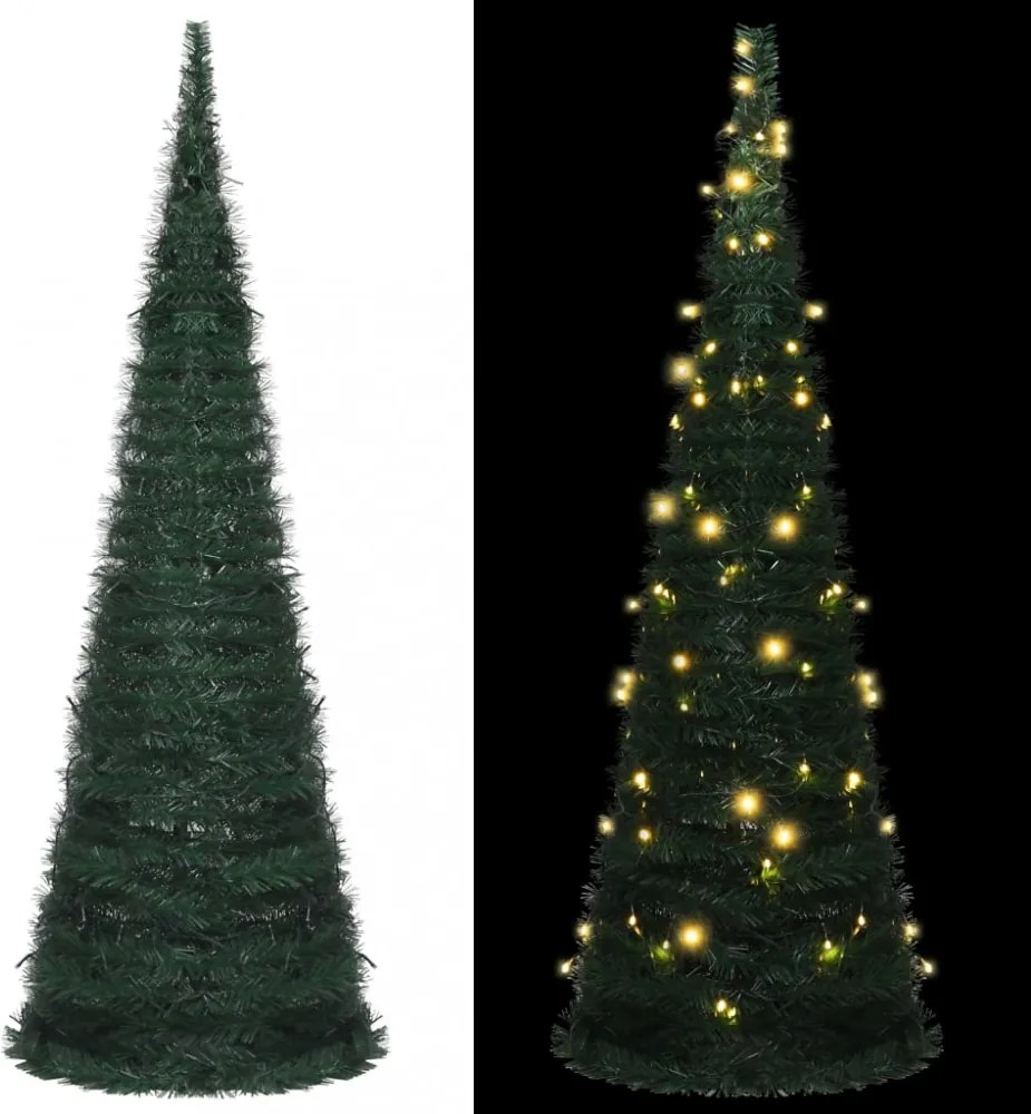 Zöld összecsukható led-es zsinórkarácsonyfa 180 cm