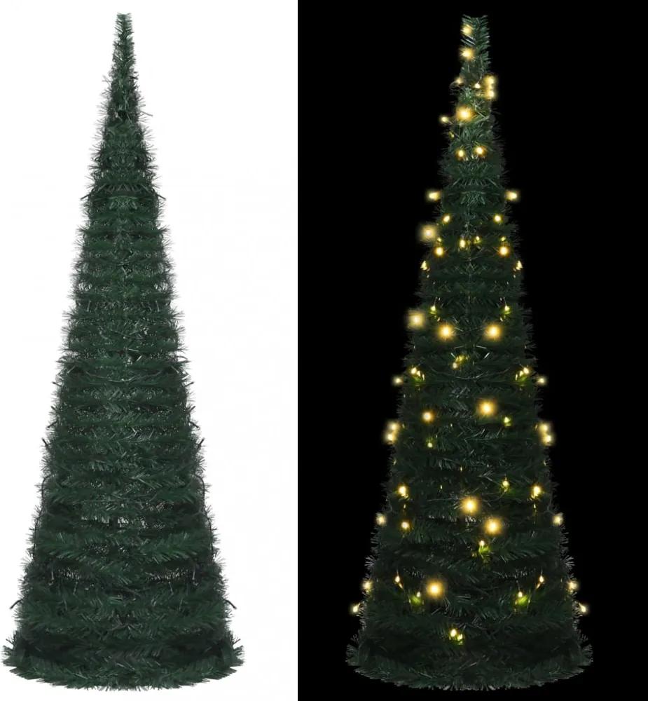 Zöld összecsukható led-es zsinórkarácsonyfa 180 cm