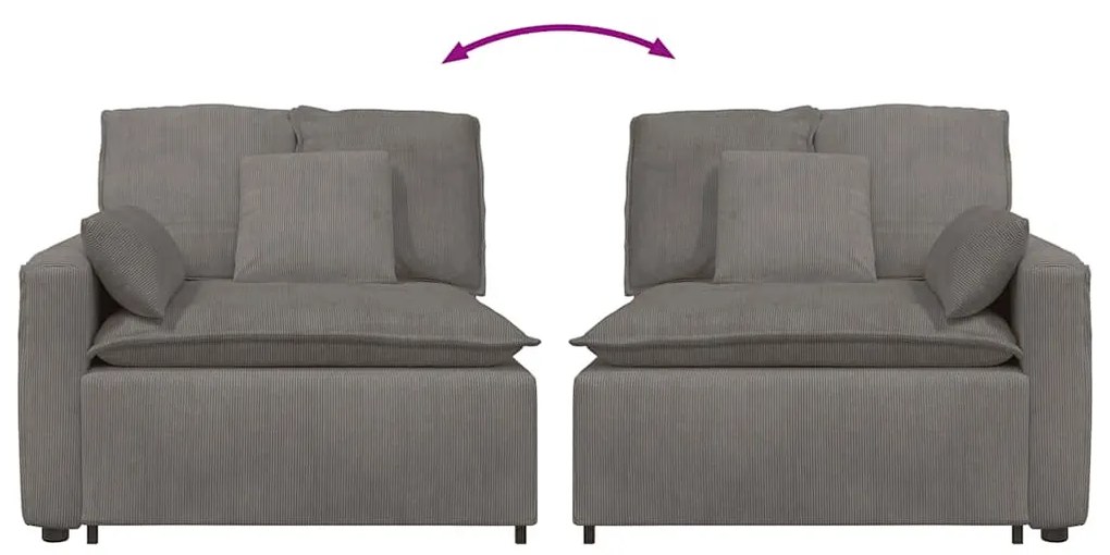 világosszürke moduláris kanapé karfás végmodul párnákkal 100 cm