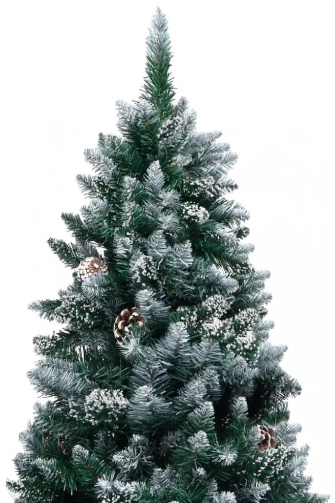 műkarácsonyfa fenyőtobozokkal és fehér hóval 150 cm