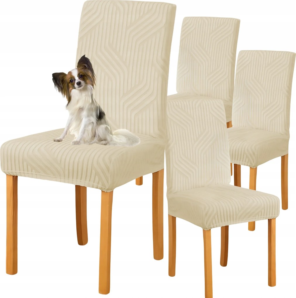 4 Db Székhuzat Univerzális Rugalmas Jacquard Kasmír Bézs