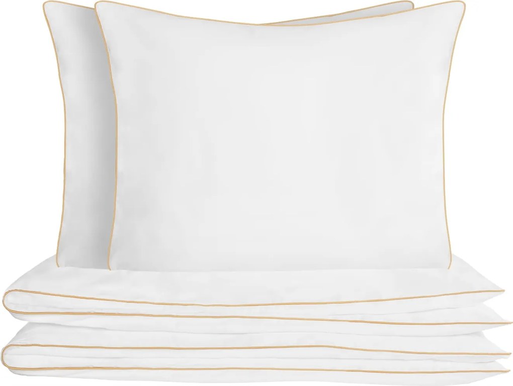 Retro pamut ágyneműhuzat 140x200 fehér, arany szegéllyel