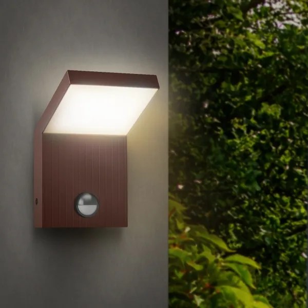 Brilagi RIANO LED kültéri fali lámpa érzékelővel, 8W, 230V, barna, IP65