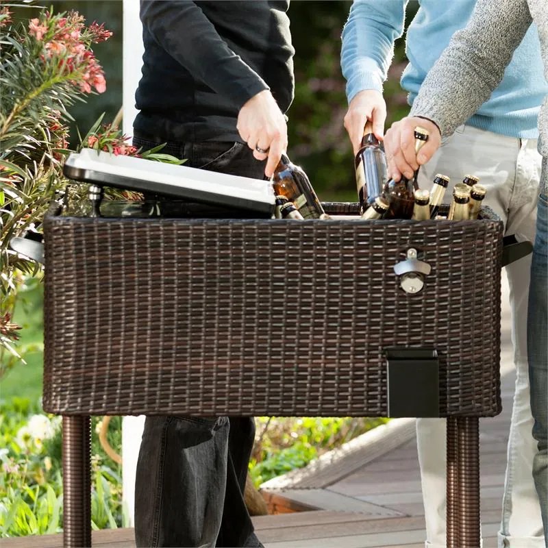 Springbreak, italkocsi, hűtődoboz, zsúrkocsi teraszra, 80 l, rattan dizájn