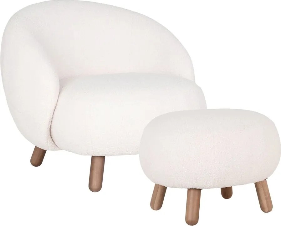 Krémszínű fotel lábtartóval Savona – House Nordic