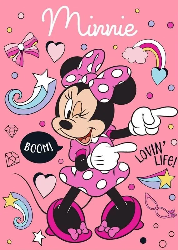 Gyerek polár takaró Minnie rózsaszín 140x100cm Faro