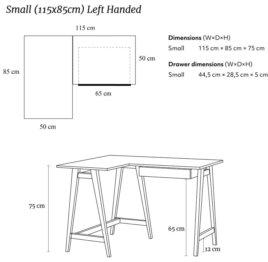 Íróasztal fehér asztallappal 85x115 cm Luka – Ragaba