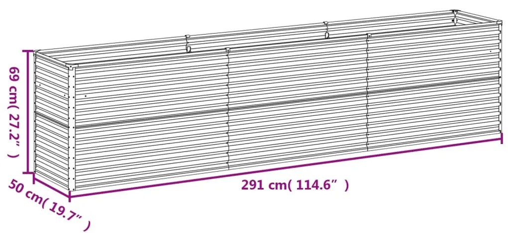 Corten acél kerti magaságyás 291 x 50 x 69 cm
