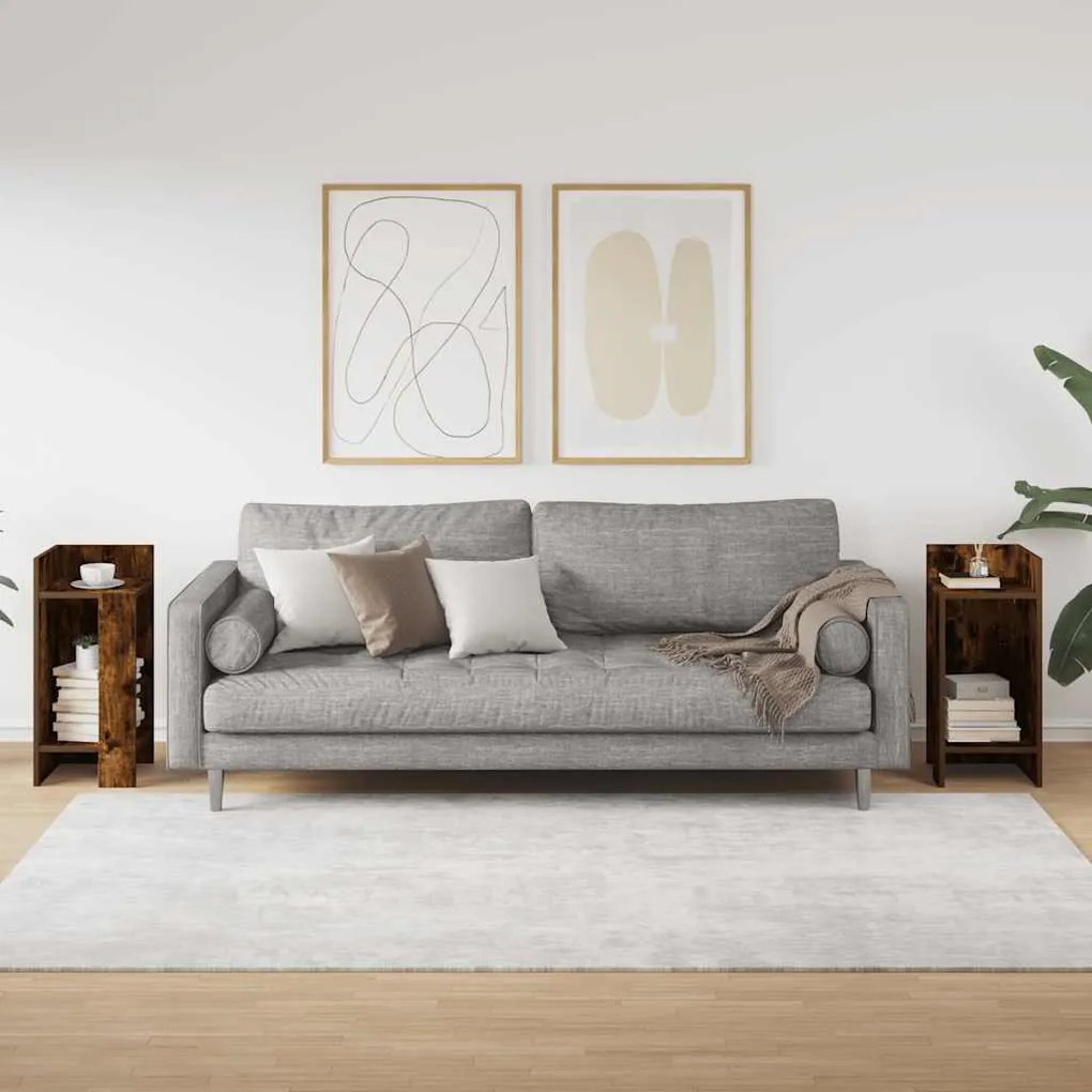 2 db füstös tölgy színű kisasztal polccal 25,5 x 27 x 60 cm