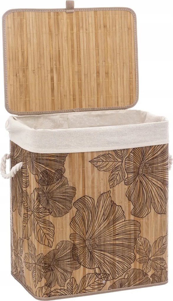 Bambusz szennyestartó kosár 50L Fedéllel